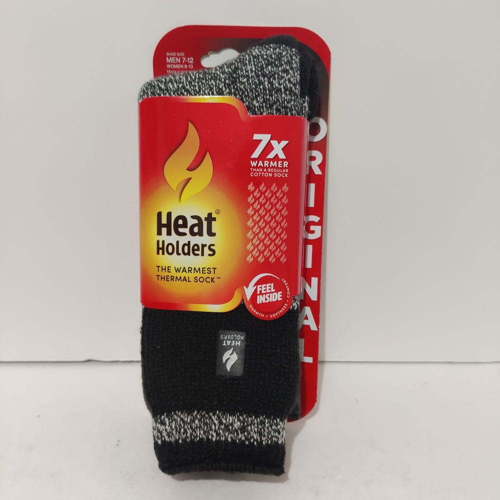 Heat Holders 1 Pack Original Thermal Crew Sock Men 7-12 Charcoal/Light Gray NWT